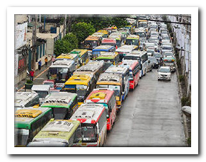 A road full of buses