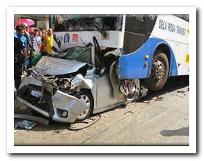 Bus that ran over a car